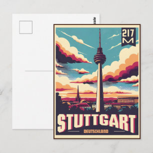 Carte Postale Tour Fernsehturm de Stuttgart cadeau allemand vint