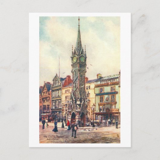Carte Postale Tour horloge vintage, Leicester (Devant)