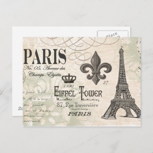 Carte Postale Tour moderne d'Eiffel (Devant / Derrière)