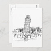 Carte Postale tour penchée de pise (Devant / Derrière)