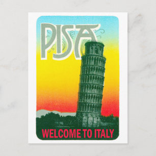 Carte Postale Tour penchée de Pise, Italie, voyage vintage