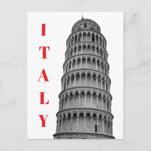 Carte Postale Tour penchée noir blanc de Pise Italie