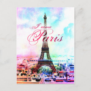 Carte Postale Tour Pop art Vintage Eiffel