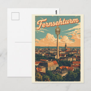 Carte Postale Tour rétro de télévision de Stuttgart Fernsehturm
