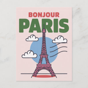 Carte Postale Tour Rétro Paris Iconique Tour Eiffel Ville França