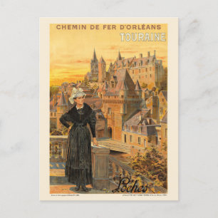 Carte Postale Touraine Loches France Poster vintage 1906
