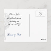 Carte Postale tourbillon bleu marine lovebirds mariage Merci (Dos)