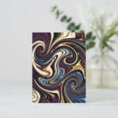 Carte Postale Tourbillon Marbré Violet Or Bleu Abstrait (Debout devant)