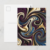Carte Postale Tourbillon Marbré Violet Or Bleu Abstrait (Devant / Derrière)