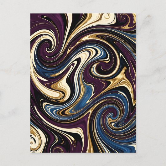 Carte Postale Tourbillon Marbré Violet Or Bleu Abstrait (Devant)