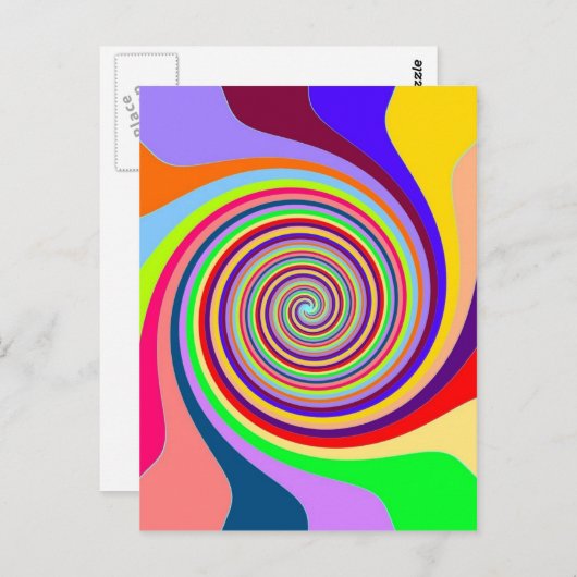 Carte Postale Tourbillon psychédélique lumineux arc-en-ciel (Devant / Derrière)