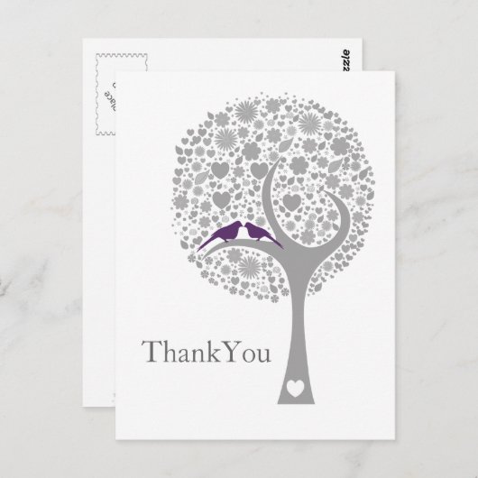 Carte Postale tourbillon rousse lovebirds mod mariage Merci (Devant / Derrière)