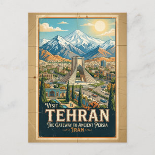 Carte Postale Tourisme Iran Tour Azadi & Monts Alborz Affiche