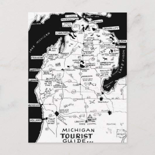 Carte postale touristique du Michigan (Devant)