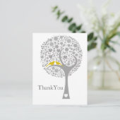 Carte Postale tourmier jaune lovebirds mod mariage Merci (Debout devant)