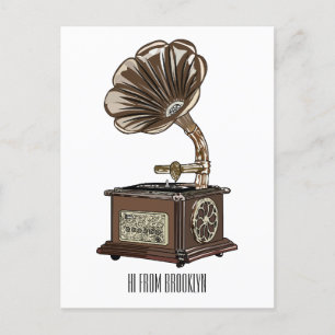 Carte Postale Tourne-disque dessin animé