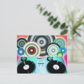Carte Postale Tourne-disque DJ avec Vinyl - Pop Art (Debout devant)
