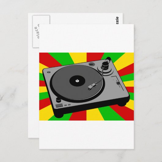 Carte Postale Tourne-disque Rasta (Devant / Derrière)