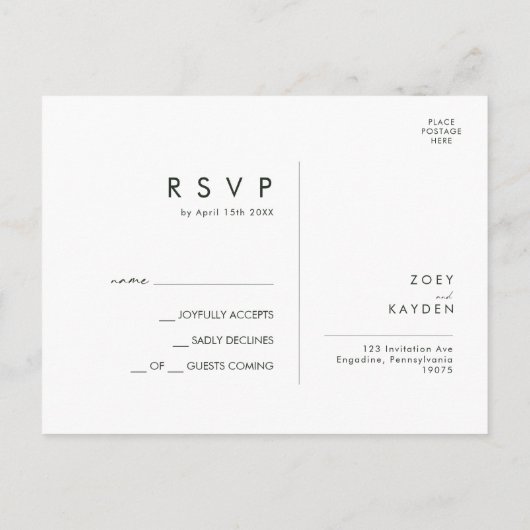 Carte Postale Tournée de pays audacieux | Mariage en bois RSVP (Dos)