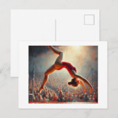 Carte Postale Tourner sur Trampoline, (Devant / Derrière)