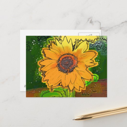 CARTE POSTALE TOURNESOL (Devant/Arrière en situation)