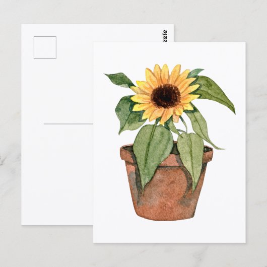 Carte Postale Tournesol à l'aquarelle (Devant / Derrière)