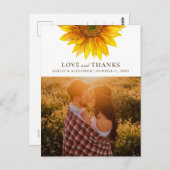 Carte Postale Tournesol aquarelle. Mariage rustique merci (Devant / Derrière)