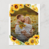 Carte Postale Tournesol Automne Photo Mariage Enregistrer la dat (Devant)