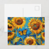 Carte Postale Tournesol avec papillon (Devant / Derrière)
