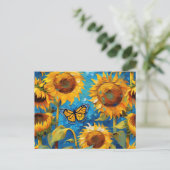 Carte Postale Tournesol avec papillon (Debout devant)