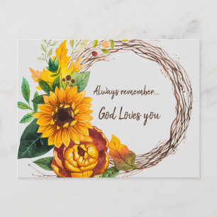 Carte Postale Tournesol avec toujours se souvenir que Dieu vous