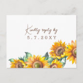 Carte Postale Tournesol Blanc Rustique RSVP Repas Personnalisés  (Devant)