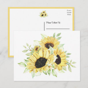 Carte Postale Tournesol de campagne aquarelle florale