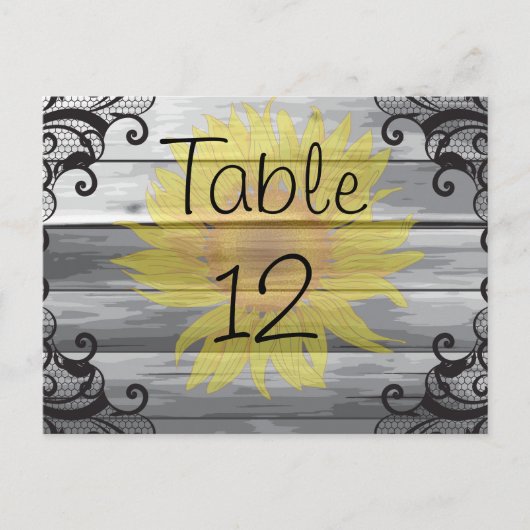 Carte Postale Tournesol Grange Bois et dentelle noire (Devant)