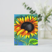 Carte Postale Tournesol Impressionnisme Crayon Moderne Gras (Debout devant)