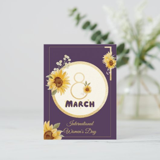 Carte Postale tournesol international Fête de la femme 2025 Mars (Debout devant)