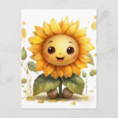Carte Postale Tournesol jaune mignon et joyeux (Devant)