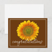 Carte Postale Tournesol jaune Soleil Brun Fond Félicitations (Devant / Derrière)