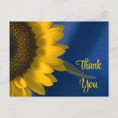 Carte Postale Tournesol jaune sur Merci bleu (Devant)