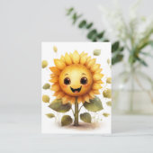 Carte Postale Tournesol Jaune Très Heureux (Debout devant)