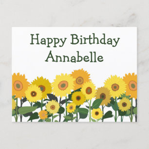 Carte Postale Tournesol Joyeux Anniversaire Personnalisé