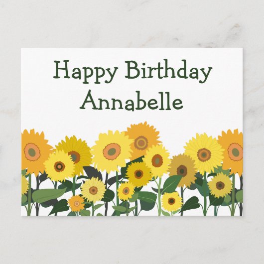 Carte Postale Tournesol Joyeux Anniversaire Personnalisé (Devant)
