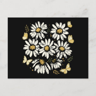 Carte Postale Tournesol Marguerite Fleur Jaune Rétro