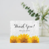 Carte Postale Tournesol Mariage Rustic Grange Merci en bois (Debout devant)