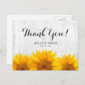 Carte Postale Tournesol Mariage Rustic Grange Merci en bois (Devant / Derrière)