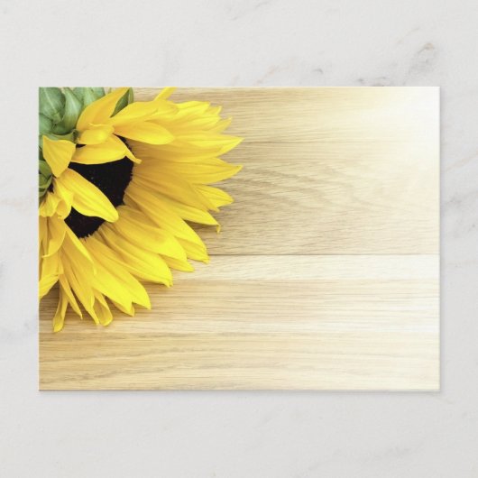 Carte Postale Tournesol posé sur une table en bois (Devant)
