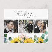 Carte Postale Tournesol rustique 3 Mariage photo Merci (Devant)