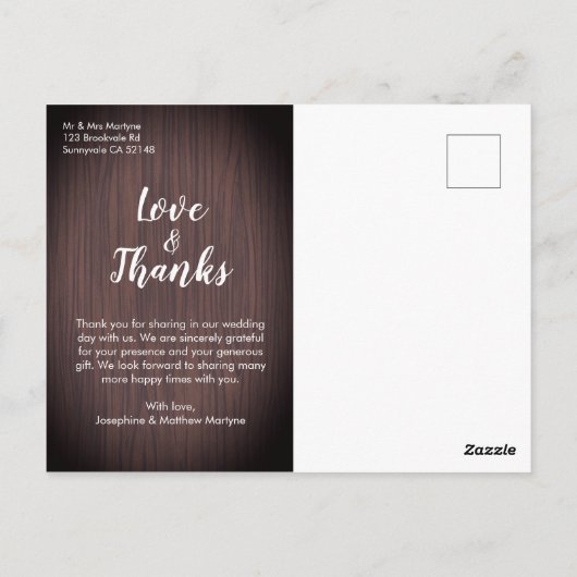 Carte Postale Tournesol rustique Jar Mariage léger Merci (Dos)