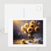Carte Postale Tournesols à Vase, (Devant / Derrière)
