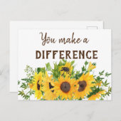 Carte Postale Tournesols avec citation Vous faites une différenc (Devant / Derrière)